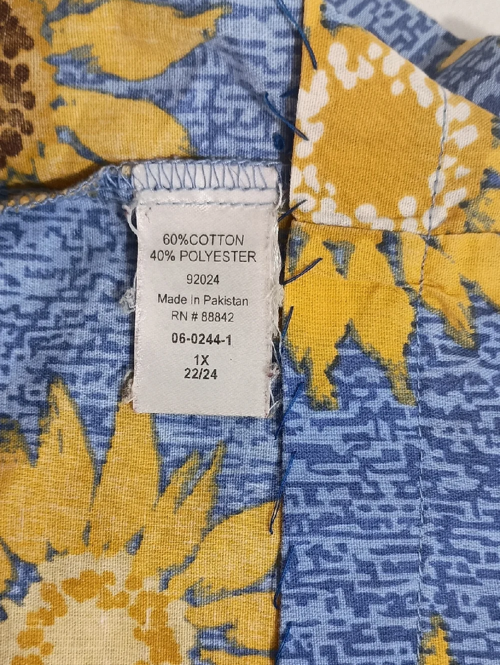 Women's Size 1X Cotton House Dress Lounger PJ Pockets Sunflower - Picture 9 of 9